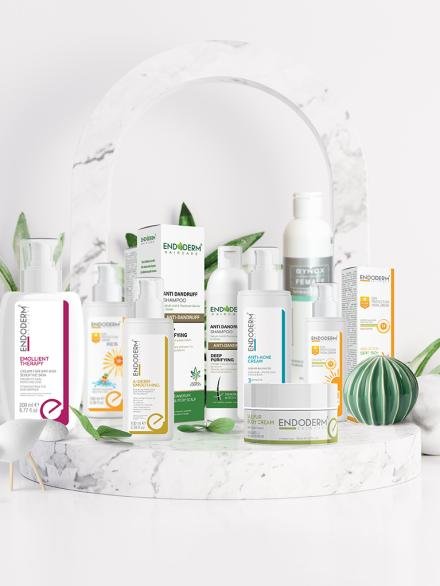 Geometric podium near white leaves. 3d render White colored creative composition of arched pedestal display placed against verdant leaves and decorative balls. 3d render